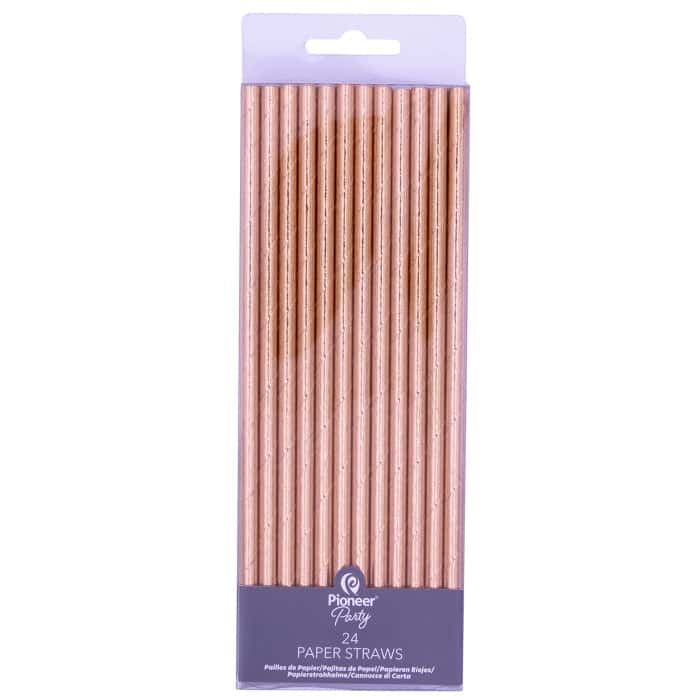 24pk Rose Gold Ombre Straws
