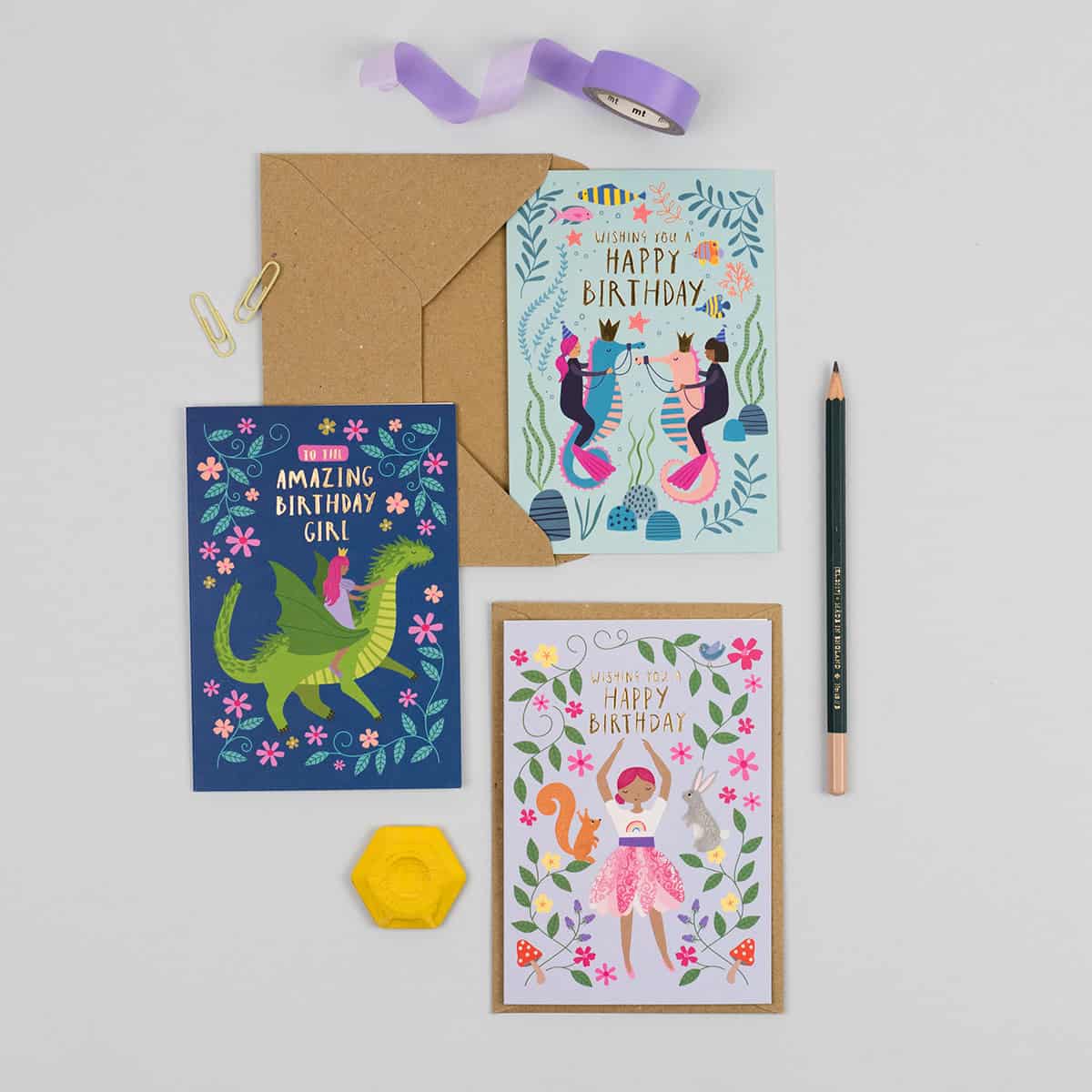The Princess and the Dragon Birthday Card | Luxury Kids Card | default