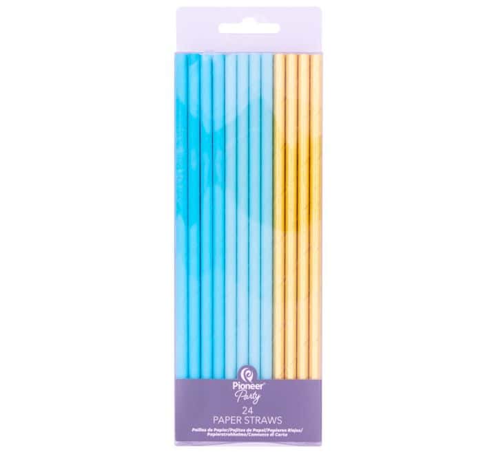 Blue and Gold Paper Straws