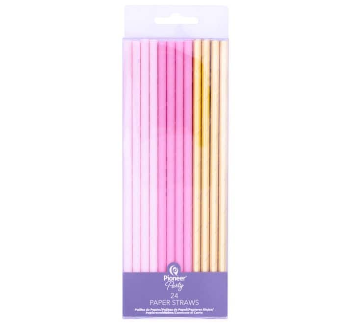 Pink & Gold Paper Straws