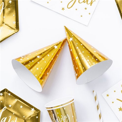 Gold Party Hats With Stars